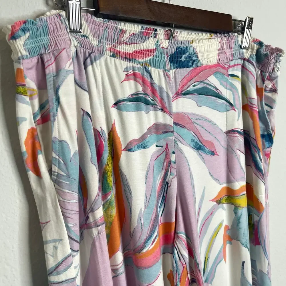 Soma Lounge Pajama Pants Women’s L Soft Stretch Floral Vibrant Multicolor Pastel - Picture 2 of 11
